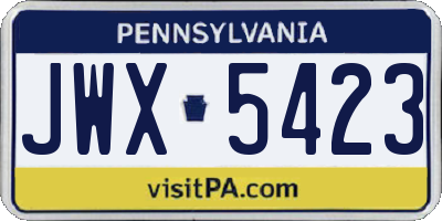 PA license plate JWX5423
