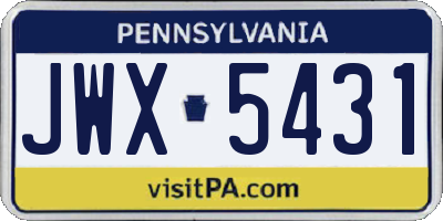 PA license plate JWX5431