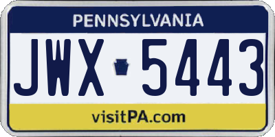 PA license plate JWX5443