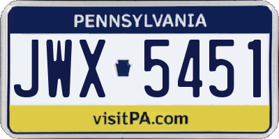 PA license plate JWX5451