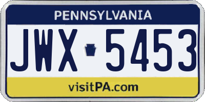PA license plate JWX5453
