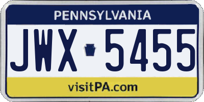 PA license plate JWX5455