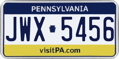PA license plate JWX5456