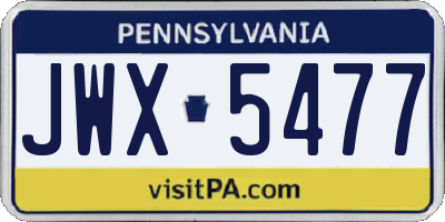 PA license plate JWX5477
