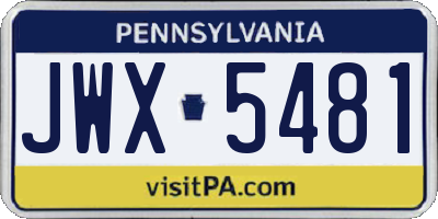PA license plate JWX5481
