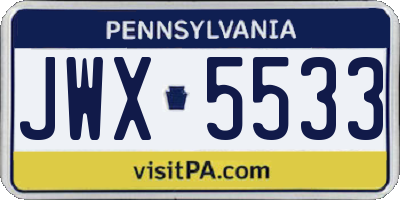 PA license plate JWX5533