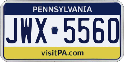 PA license plate JWX5560