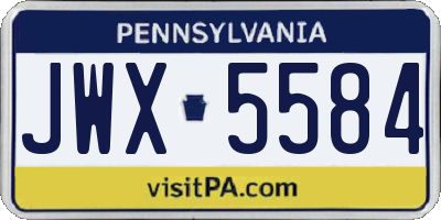 PA license plate JWX5584