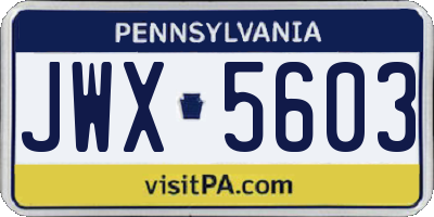 PA license plate JWX5603