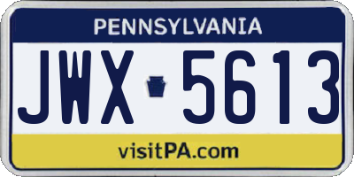PA license plate JWX5613