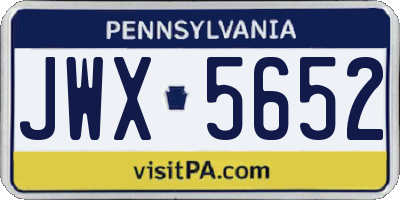 PA license plate JWX5652