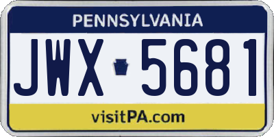 PA license plate JWX5681
