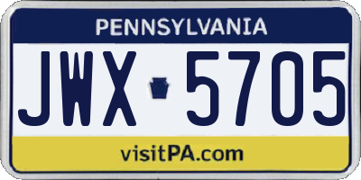 PA license plate JWX5705