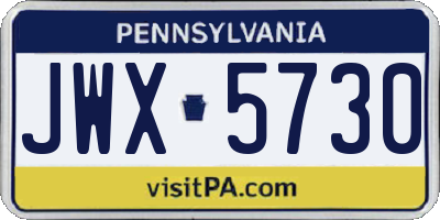PA license plate JWX5730