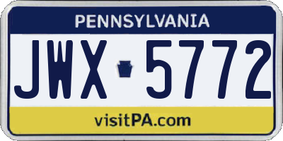 PA license plate JWX5772
