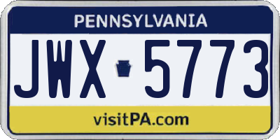 PA license plate JWX5773