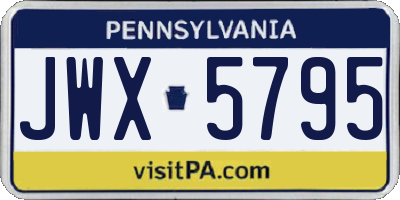 PA license plate JWX5795