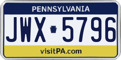 PA license plate JWX5796