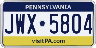 PA license plate JWX5804