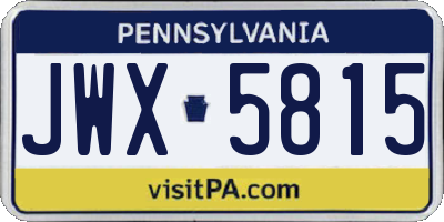PA license plate JWX5815