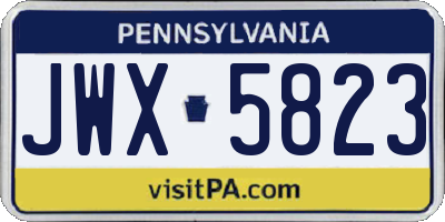 PA license plate JWX5823