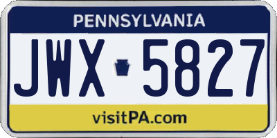 PA license plate JWX5827