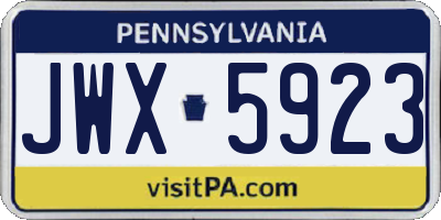 PA license plate JWX5923