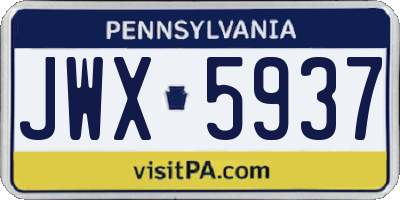 PA license plate JWX5937