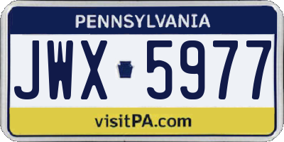 PA license plate JWX5977