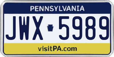 PA license plate JWX5989
