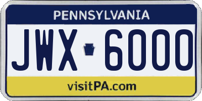 PA license plate JWX6000