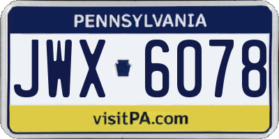 PA license plate JWX6078