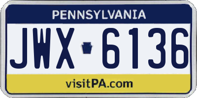 PA license plate JWX6136