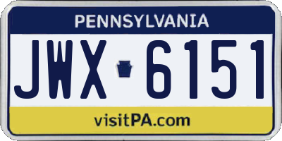 PA license plate JWX6151