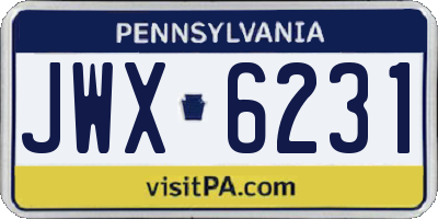 PA license plate JWX6231