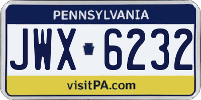 PA license plate JWX6232