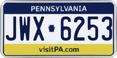 PA license plate JWX6253