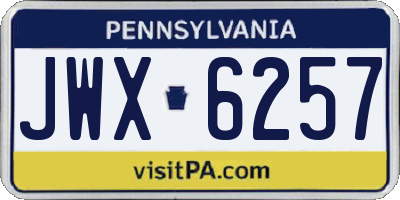 PA license plate JWX6257
