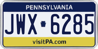 PA license plate JWX6285