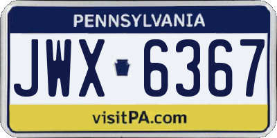 PA license plate JWX6367