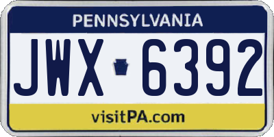 PA license plate JWX6392