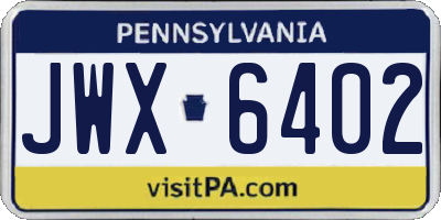 PA license plate JWX6402