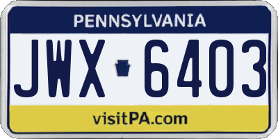 PA license plate JWX6403