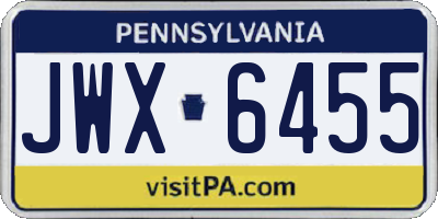 PA license plate JWX6455