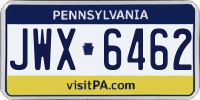 PA license plate JWX6462