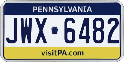 PA license plate JWX6482