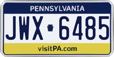 PA license plate JWX6485