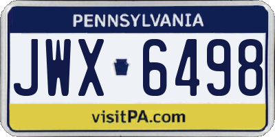 PA license plate JWX6498