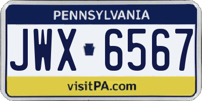 PA license plate JWX6567