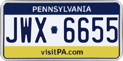 PA license plate JWX6655